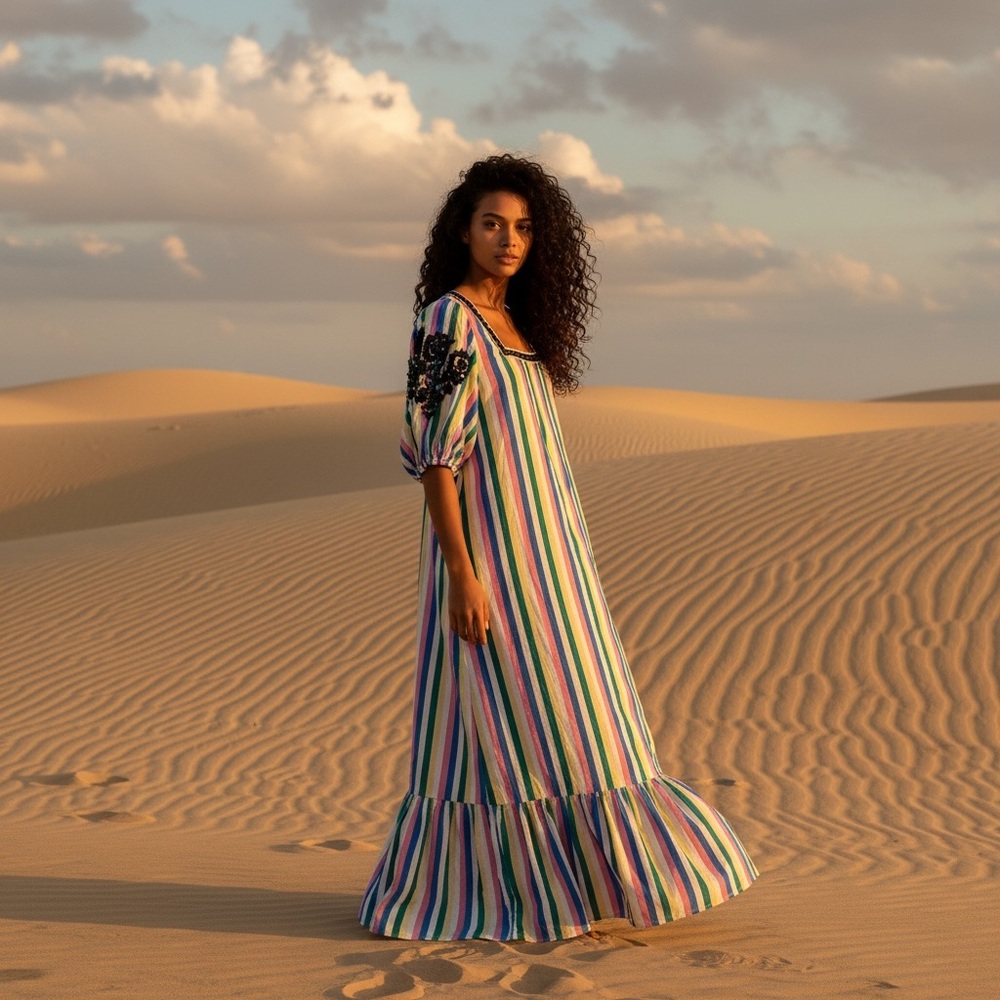 Striped Pastel Colorful Maxi dress SZ S